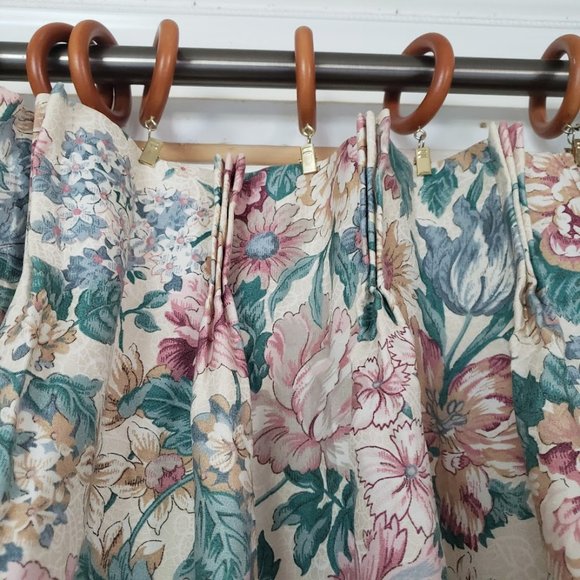 JC Penney 96Wx83L Vtg Drapes Pinch Pleat Lined Cotton Blend Floral USA - Picture 4 of 10